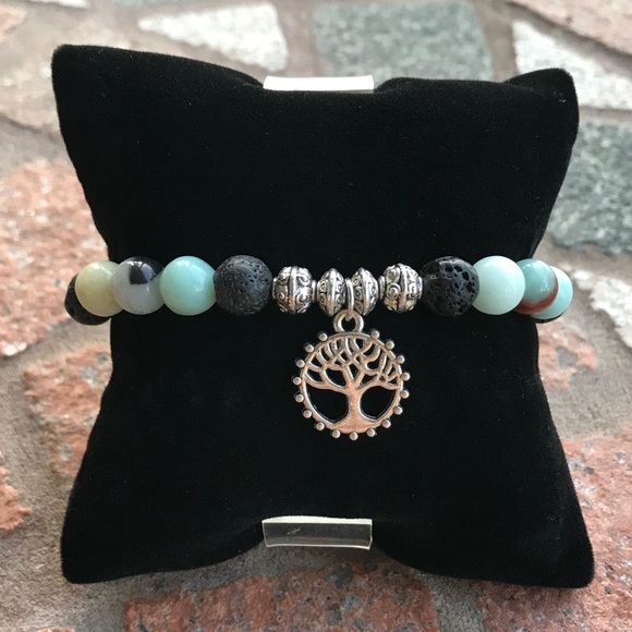 Amazonite lava oil diffuser tree of life bracelet - Picture 2 of 8